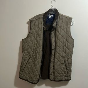 Peter Millar Quilted Tan Vest with Brown Trim